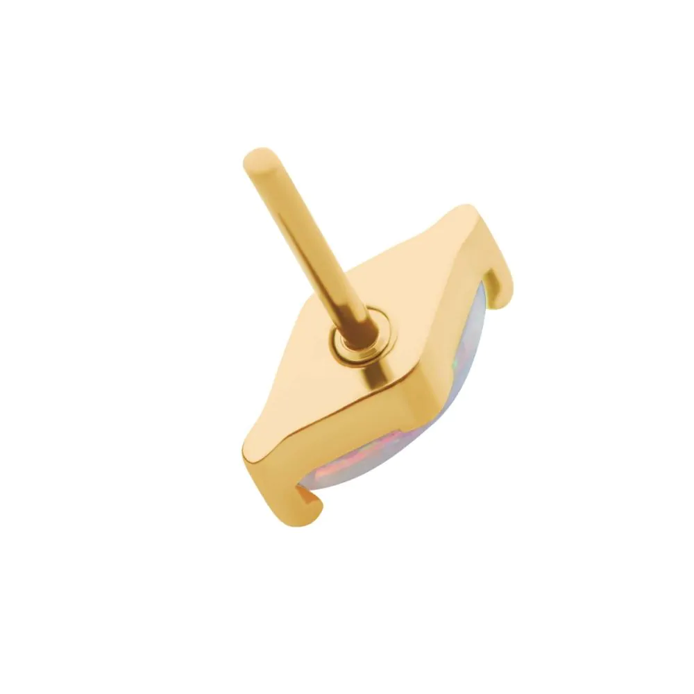 24Kt Gold PVD Titanium Threadless with 2-Prong Marquise CZ/Opal Top - Image 9