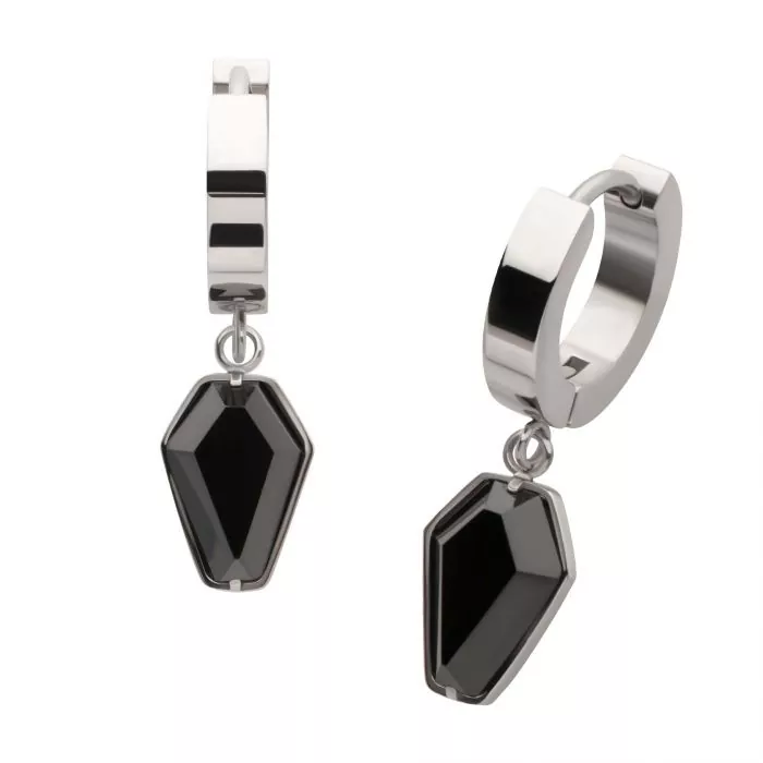 Black Coffin Dangle Huggie Hoop Earring