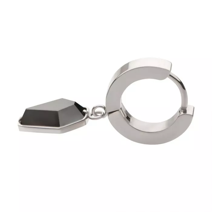 Black Coffin Dangle Huggie Hoop Earring - Image 3