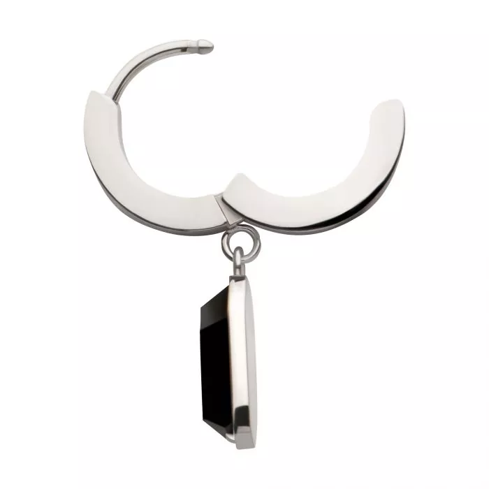 Black Coffin Dangle Huggie Hoop Earring - Image 4