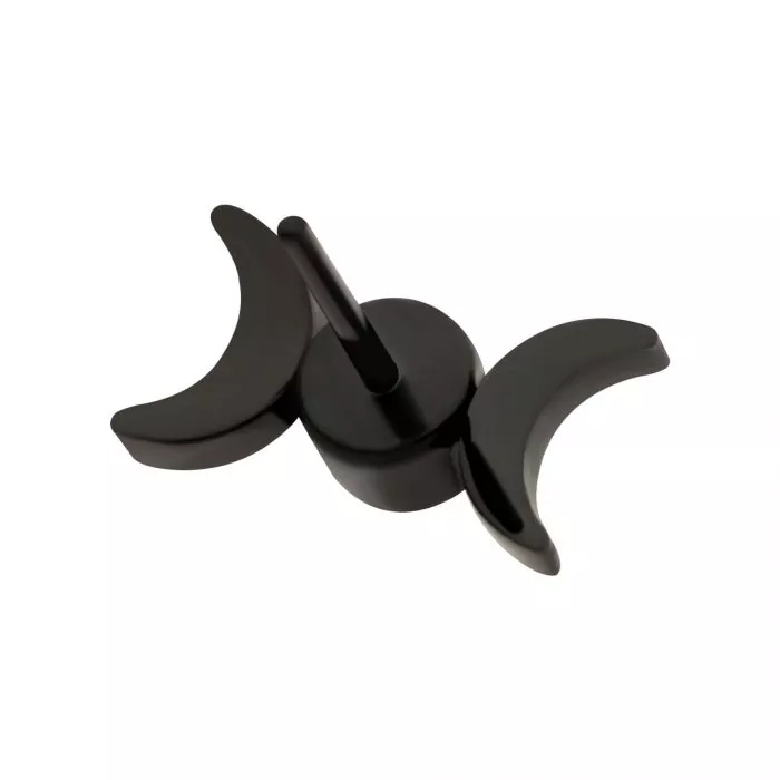 Black PVD Titanium Threadless Bezel Set CZ Triple Moon Phase Top - Image 3