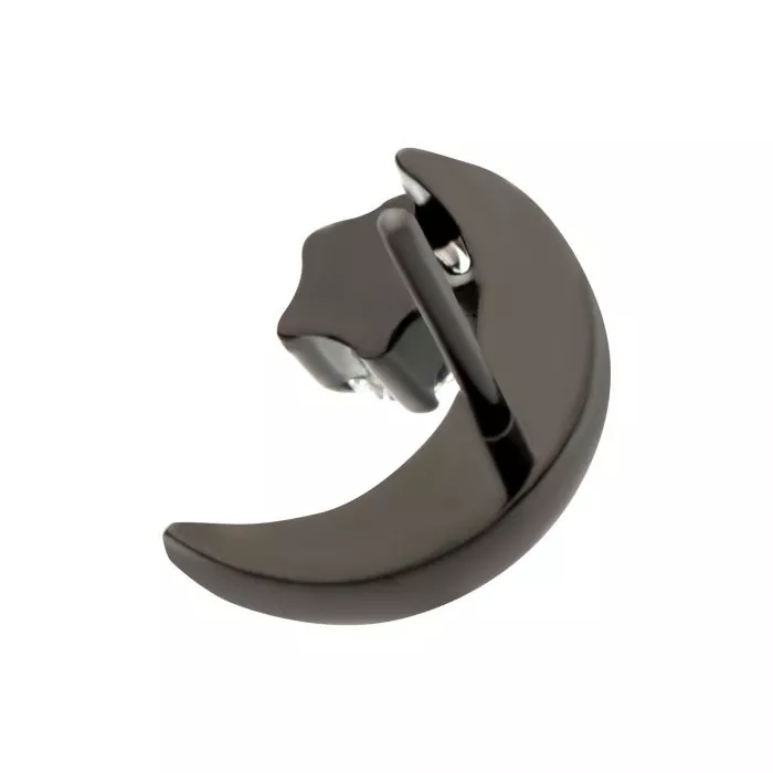 Black PVD Titanium Threadless Crescent Moon with Gem Top - Image 4