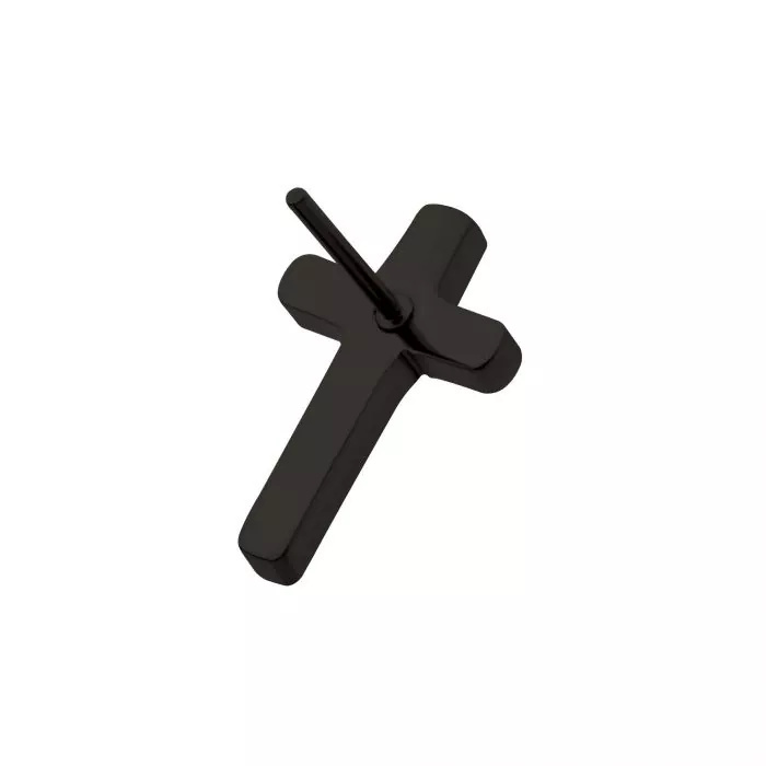 Black PVD Titanium Threadless Cross Top - Image 3