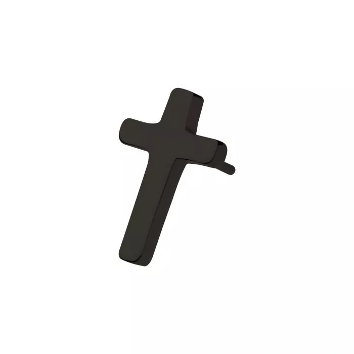Black PVD Titanium Threadless Cross Top - Image 4
