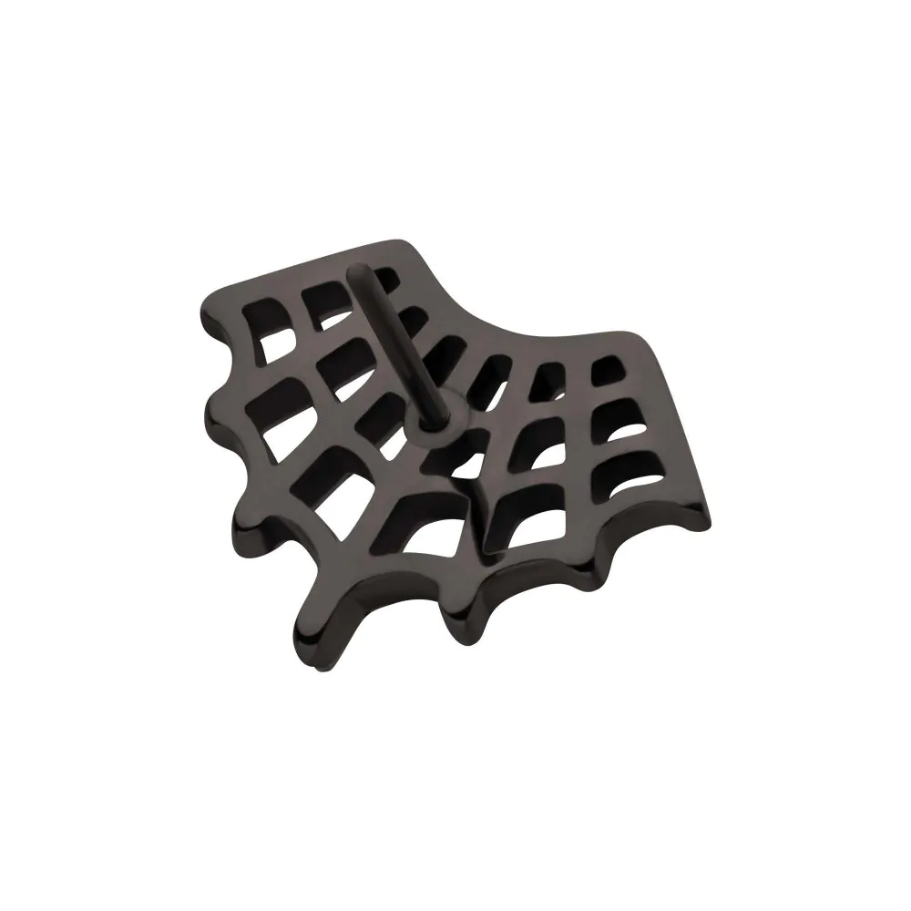 Black PVD Titanium Threadless Fan Shape Spiderweb Top - Image 3