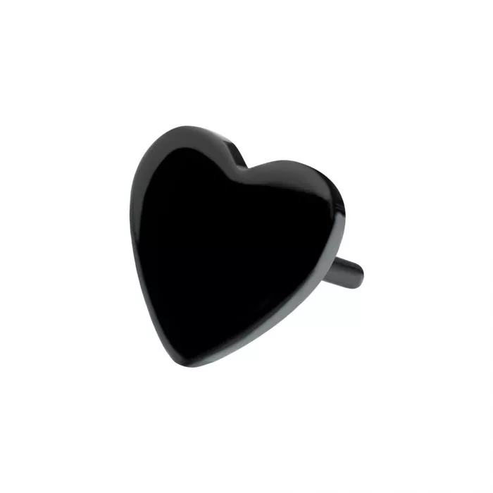 Black PVD Titanium Threadless Flat Heart Top - Image 4