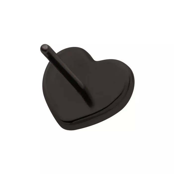 Black PVD Titanium Threadless Puffed Heart Top - Image 3
