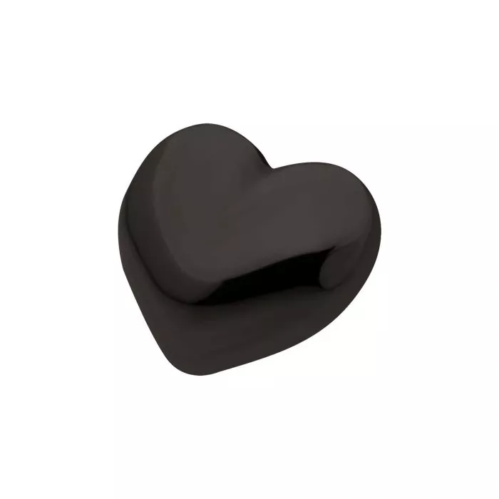 Black PVD Titanium Threadless Puffed Heart Top - Image 4