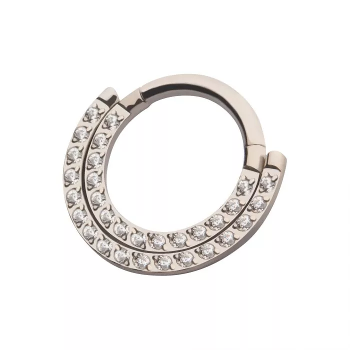 Double Row Prong Set Clear CZ Front Facing Hinged Segment Clicker - Image 3