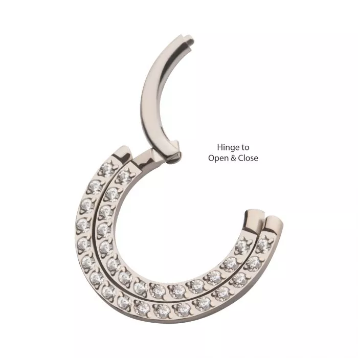 Double Row Prong Set Clear CZ Front Facing Hinged Segment Clicker - Image 4