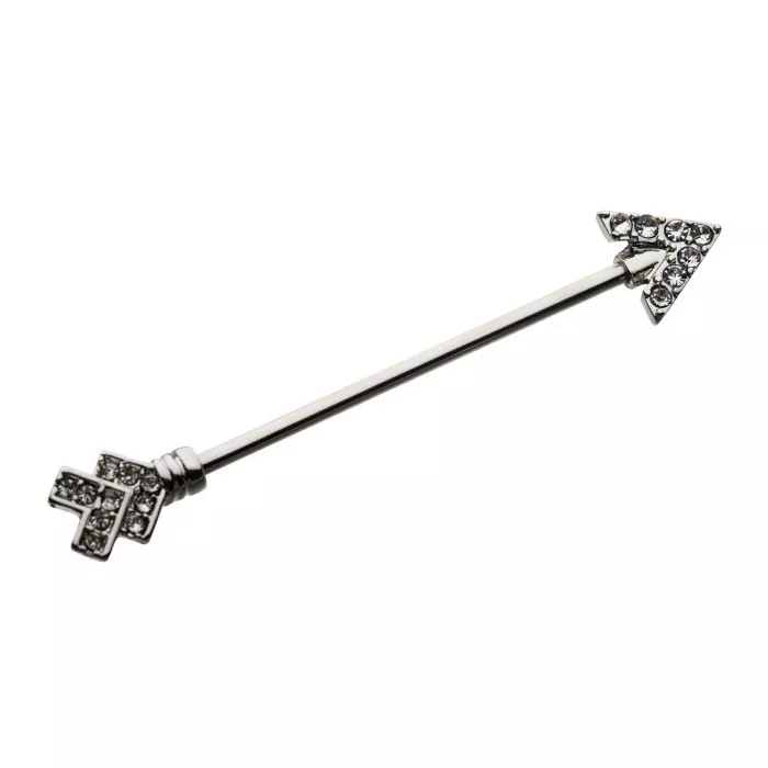 Gemmed Pointed Arrow Industrial Barbell - Image 2