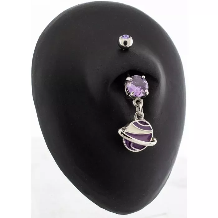 Glow In The Dark Saturn Belly Ring - Image 3