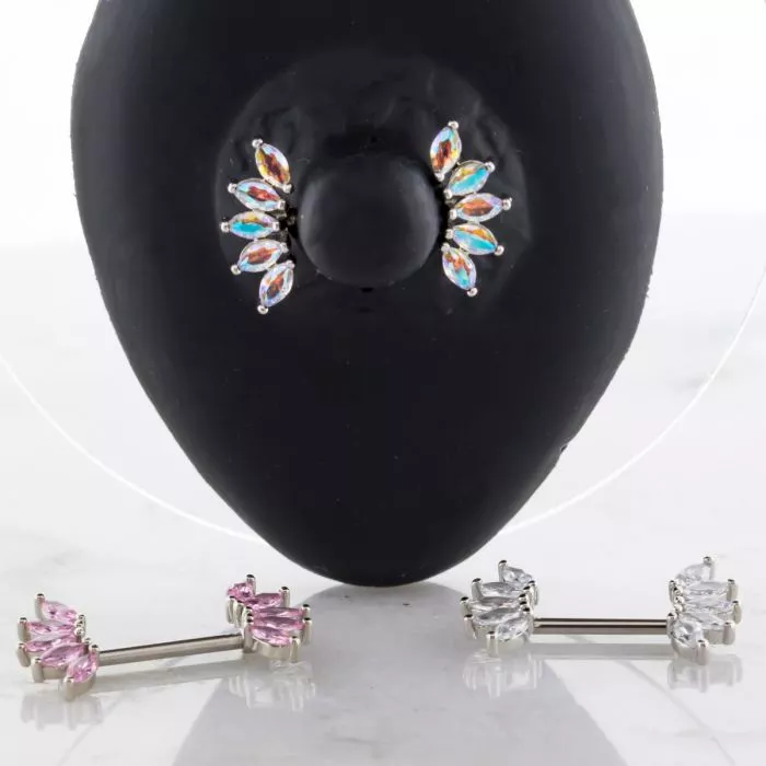 Marquise Gem Fan Nipple Bar - Image 2