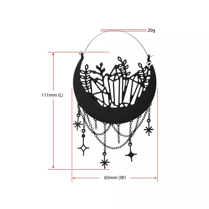 Matte Black Moon Phase Hanger Earrings - Image 3