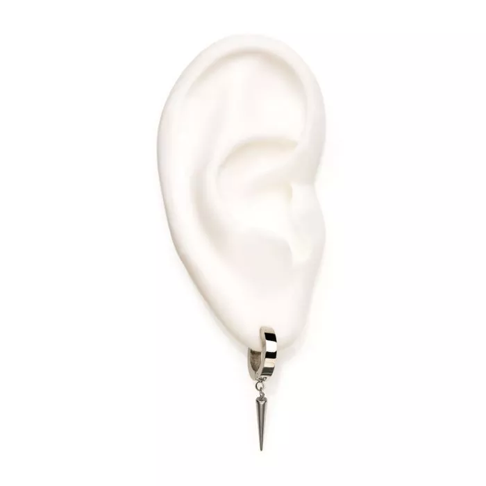 Silver Cone Huggie Hoop Earring - Image 2