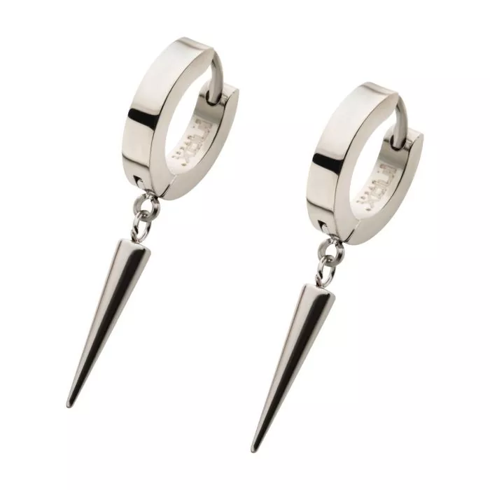 Silver Cone Huggie Hoop Earring - Image 3