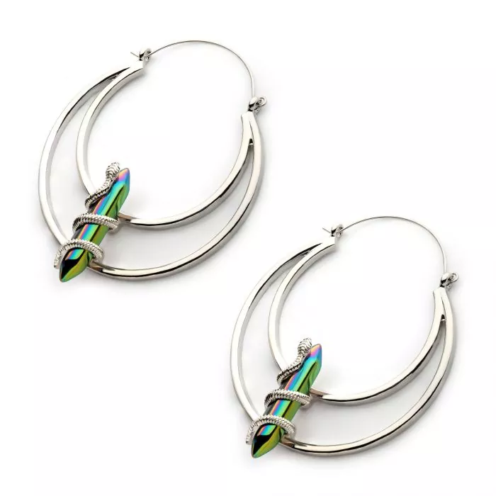 Snake Wrapped Crystal Hanger Earrings