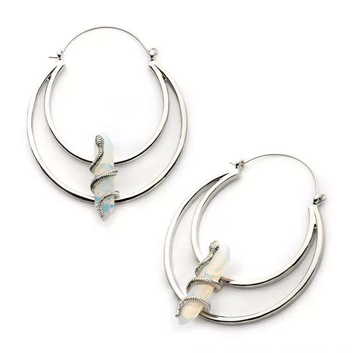 Snake Wrapped Crystal Hanger Earrings - Image 2