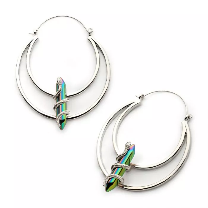 Snake Wrapped Crystal Hanger Earrings - Image 4