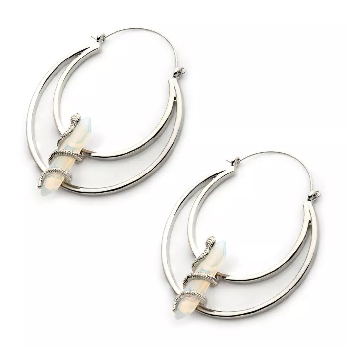 Snake Wrapped Crystal Hanger Earrings - Image 5
