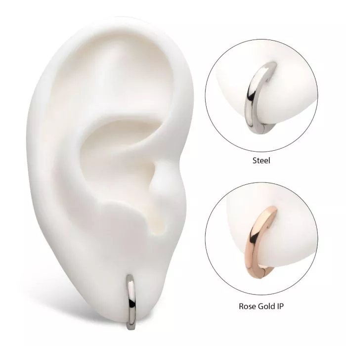 Stainless Steel Huggie Earrings - Image 2