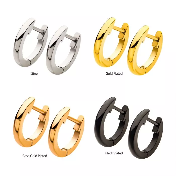 Stainless Steel Huggie Earrings - Image 3