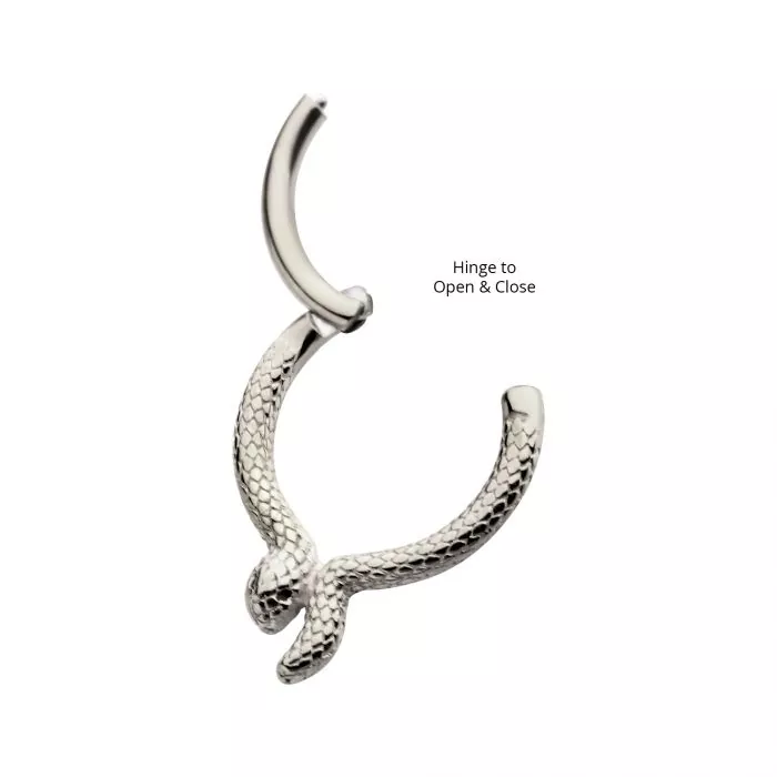 Steel with Front Facing Snake Design Hinged Segment Clicker - Image 3