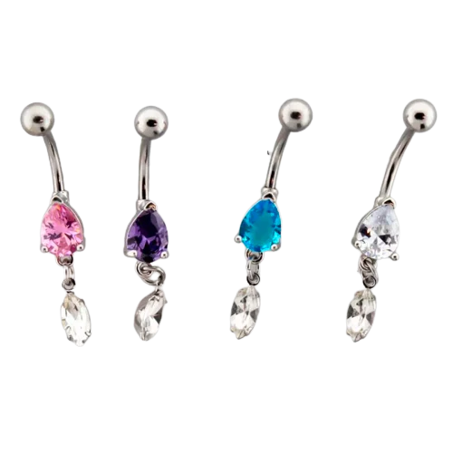 Tear Drop Gem Navel Ring
