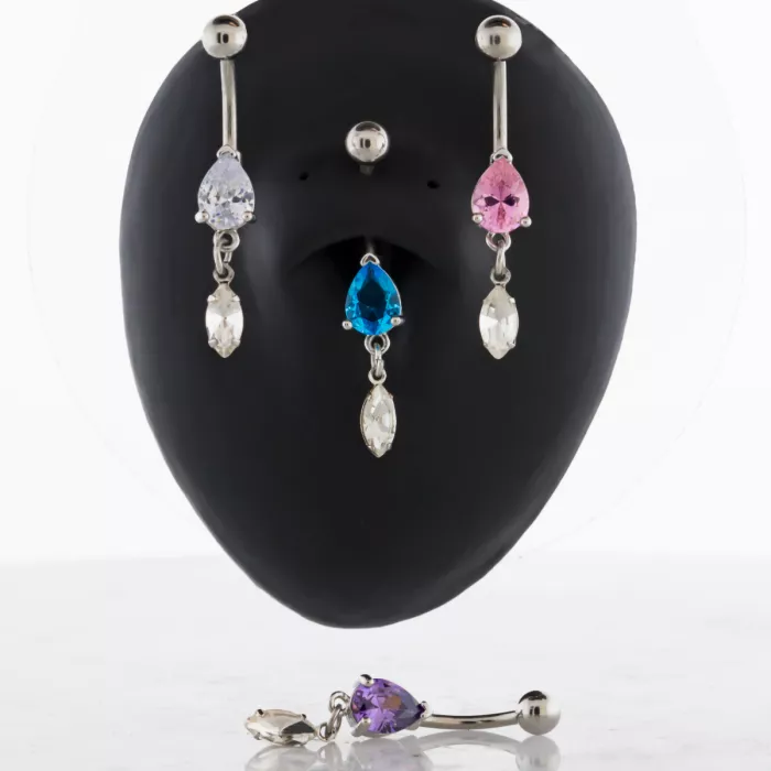 Tear Drop Gem Navel Ring - Image 2