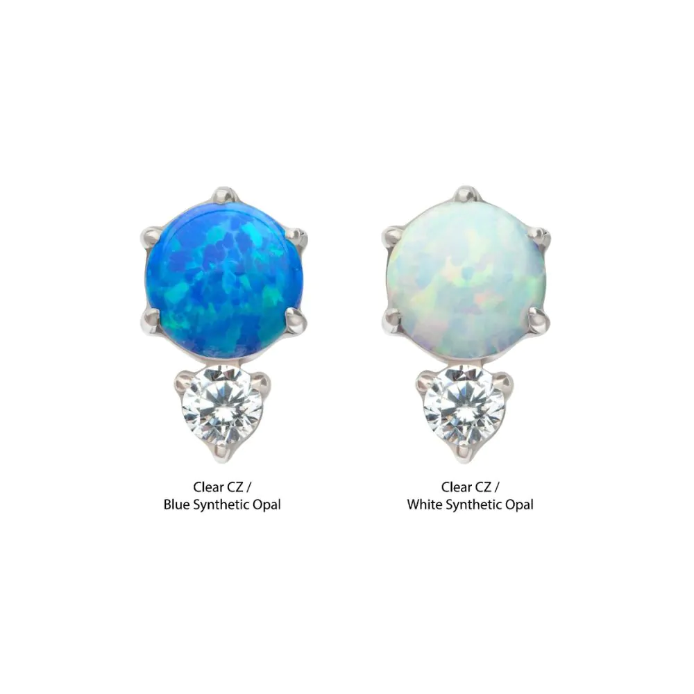 Threadless Prong Set Double Round Gem and Synthetic Opal Top - Image 3