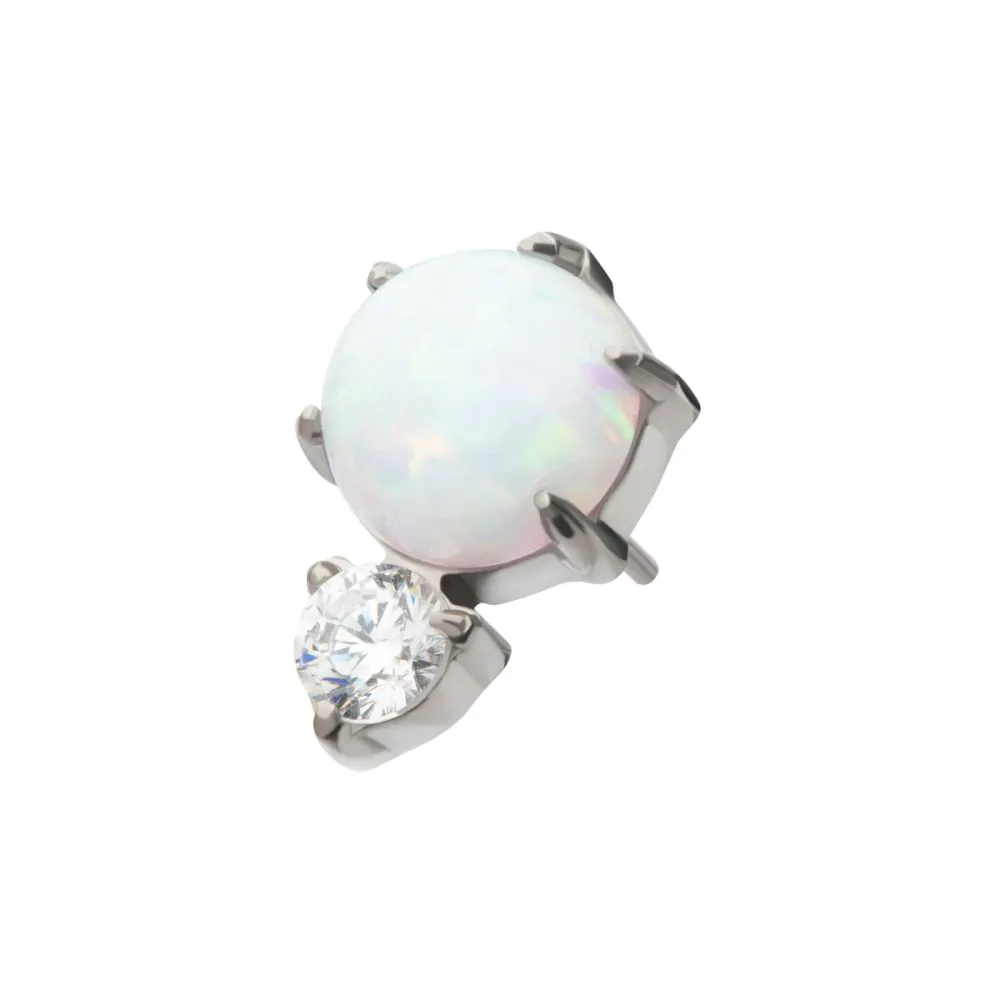 Threadless Prong Set Double Round Gem and Synthetic Opal Top - Image 4