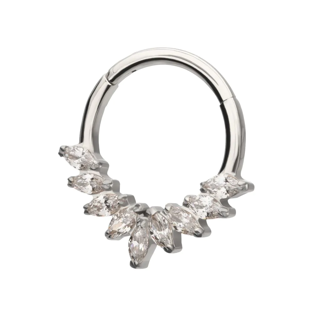 Titanium 9 Gem Marquise Cluster Front Facing Hinged Segment Clicker - Image 4