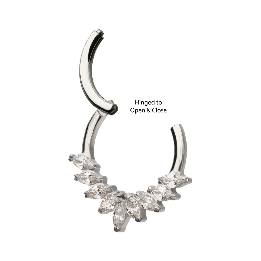 Titanium 9 Gem Marquise Cluster Front Facing Hinged Segment Clicker - Image 5