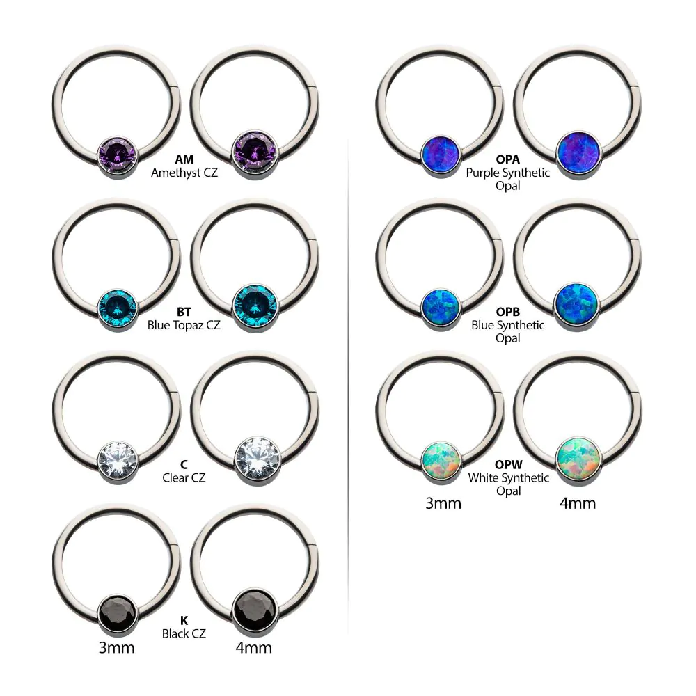 Titanium Bezel Set CZ/Synthetic Opal Front Facing Hinged Segment Ring - Image 2