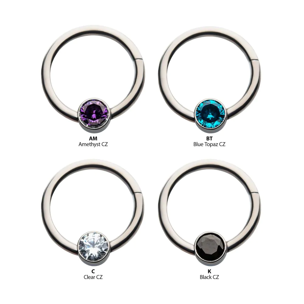 Titanium Bezel Set CZ/Synthetic Opal Front Facing Hinged Segment Ring - Image 3