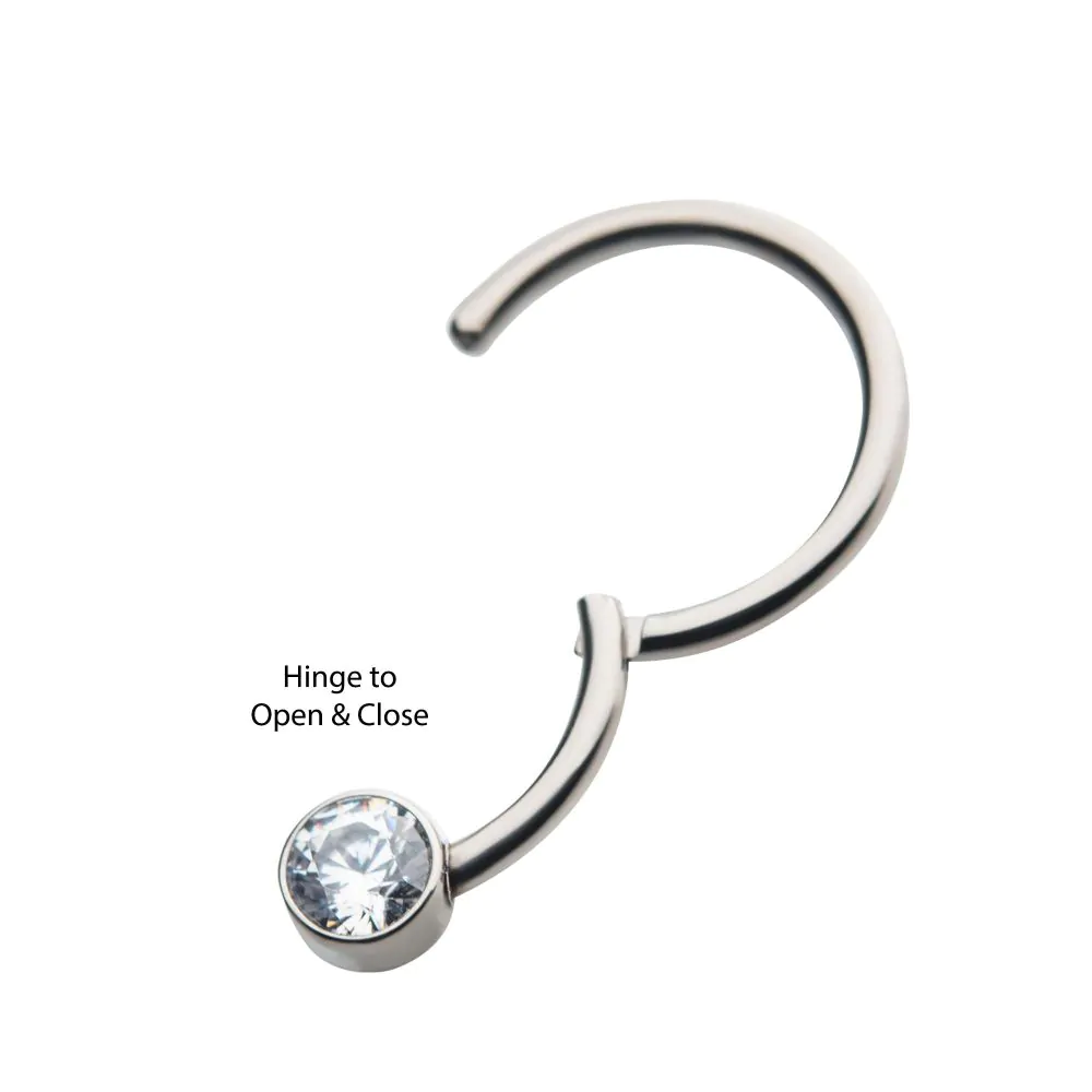 Titanium Bezel Set CZ/Synthetic Opal Front Facing Hinged Segment Ring - Image 6