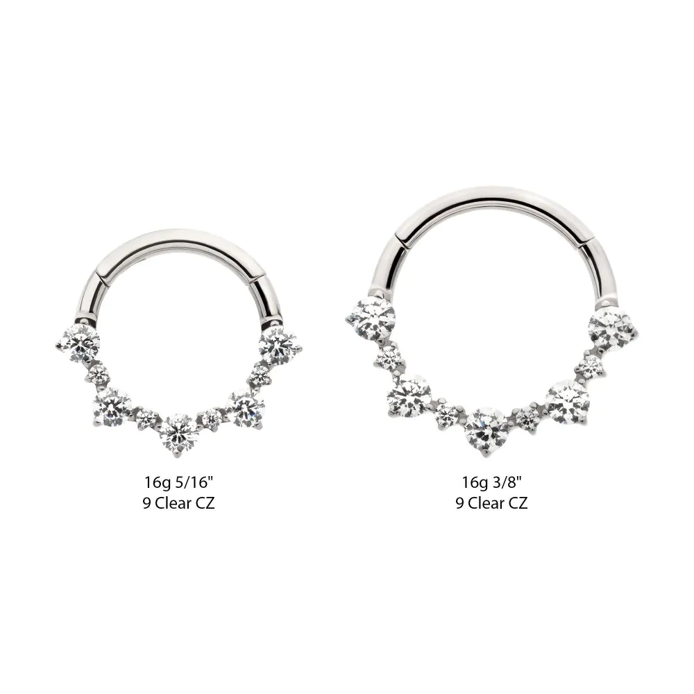 Titanium Clustered Prong Set 1mm and 2mm Round CZ Front Facing Hinged Segment Clicker - Image 3