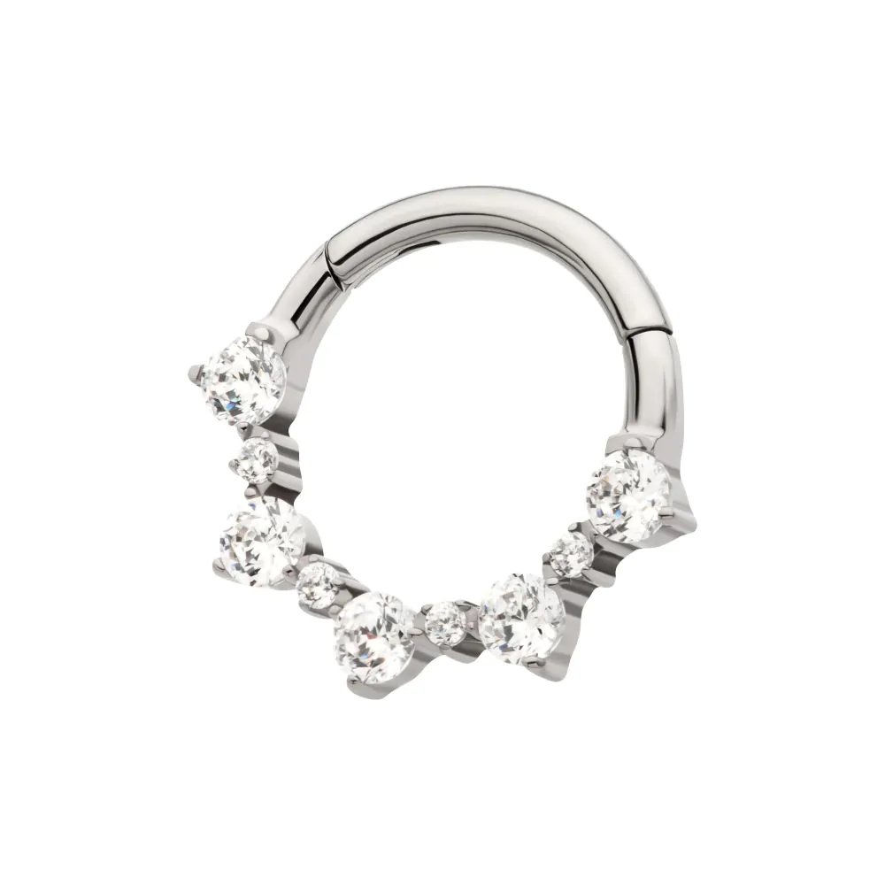 Titanium Clustered Prong Set 1mm and 2mm Round CZ Front Facing Hinged Segment Clicker - Image 4