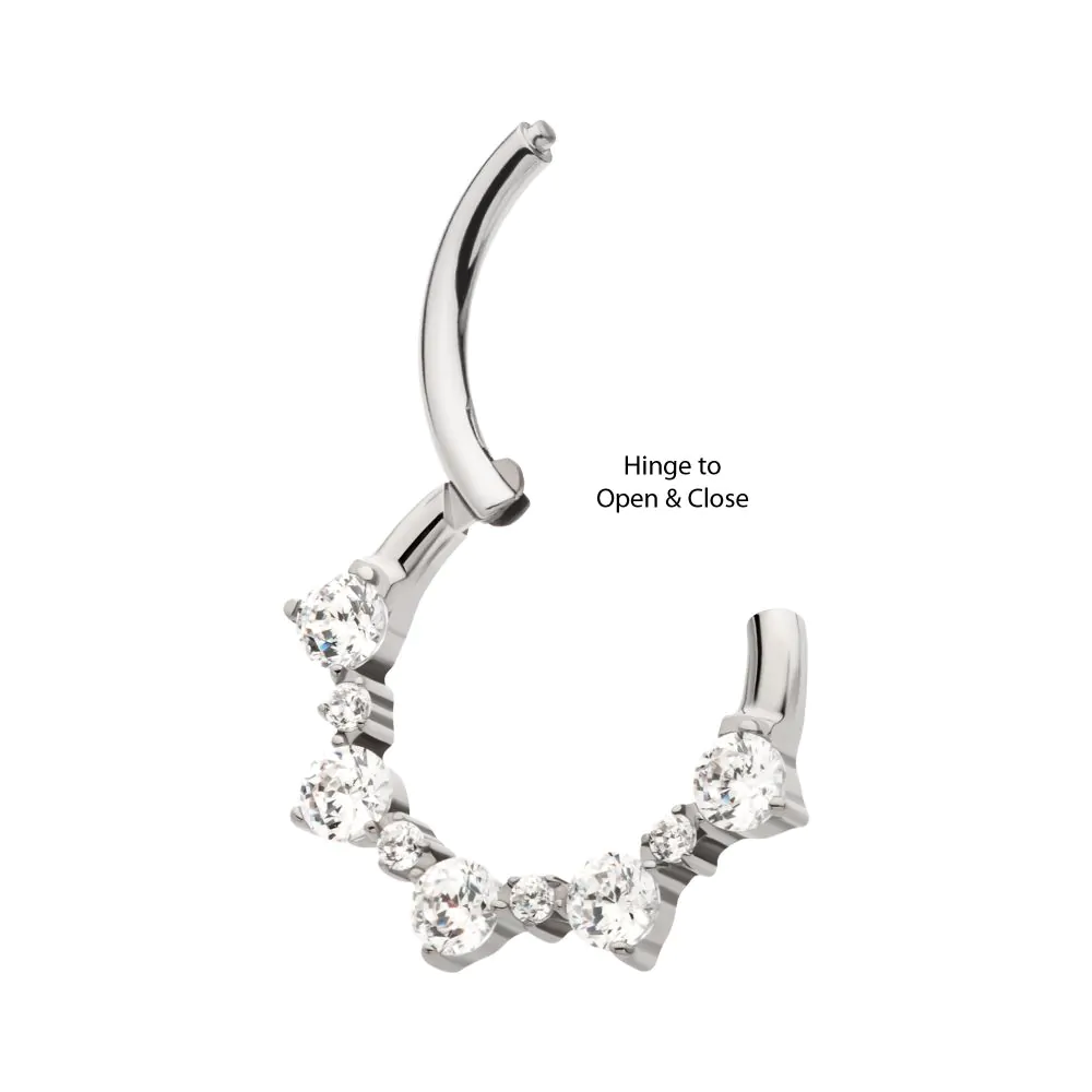 Titanium Clustered Prong Set 1mm and 2mm Round CZ Front Facing Hinged Segment Clicker - Image 5