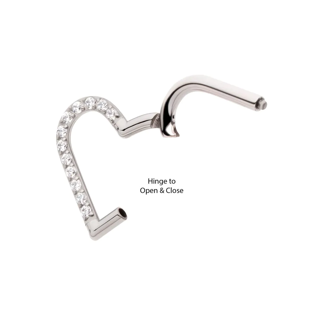 Titanium CNC Set Gem Heart Front Facing Hinged Segment Clicker (For Right Ear) - Image 4