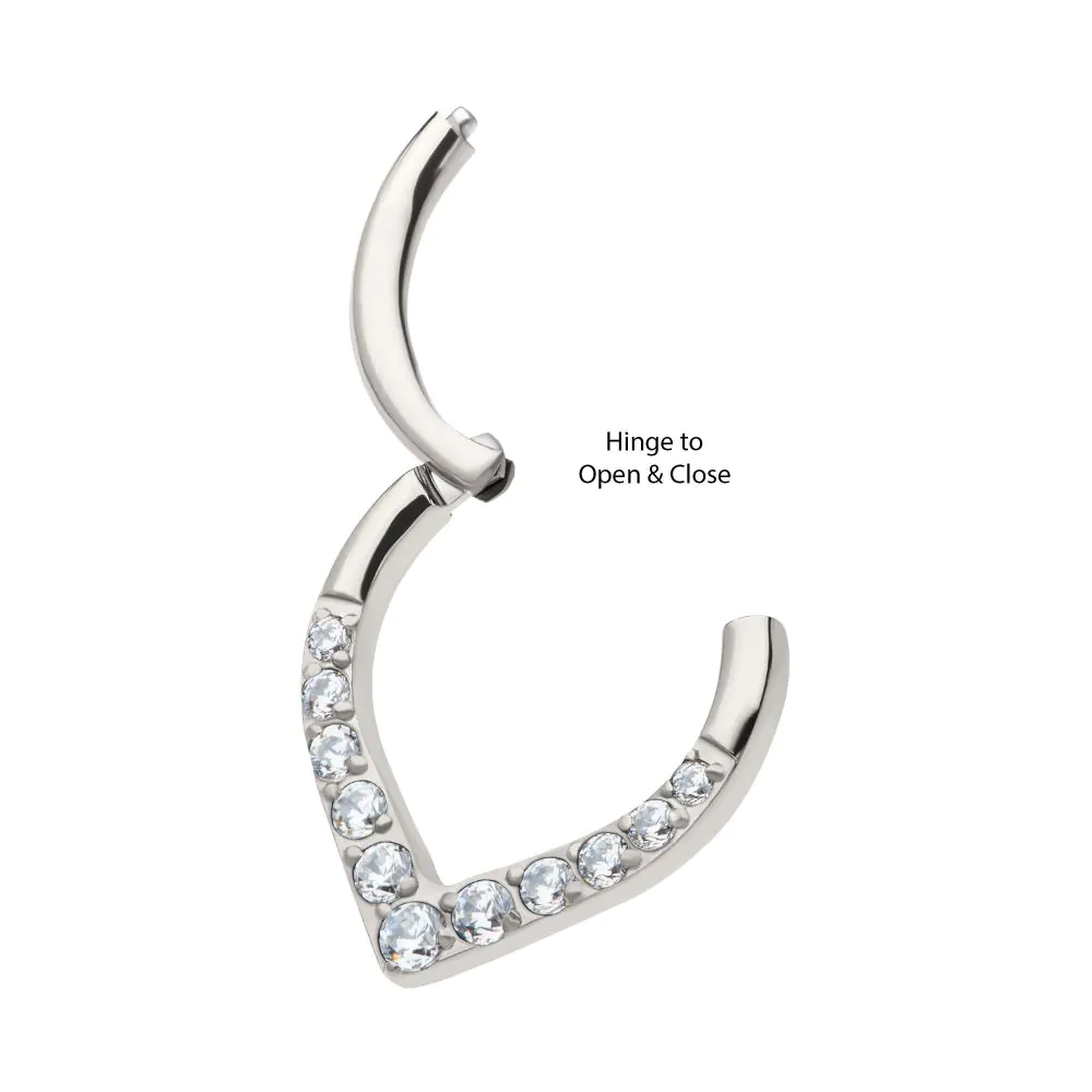 Titanium CNC Set Round CZ/Opal Front Facing Teardrop Shape Hinged Segment Clicker - Image 5