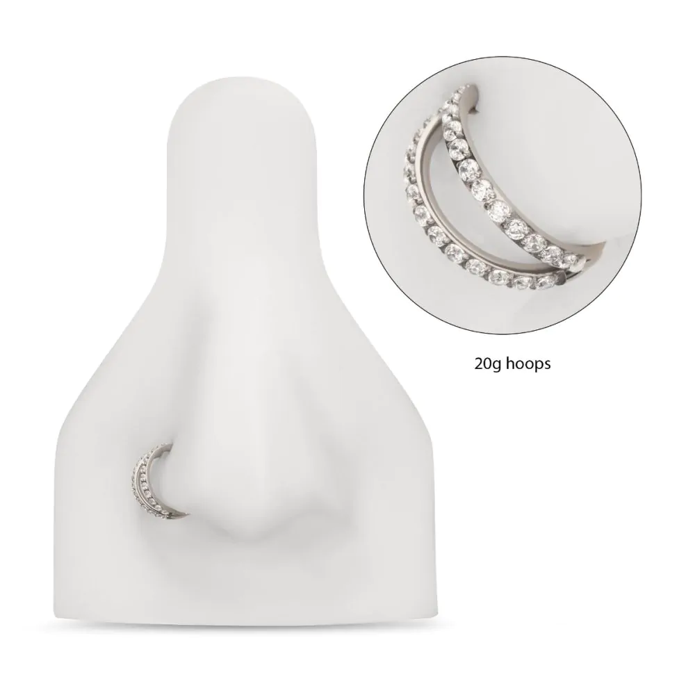 Titanium Double Clear CZ Side Facing Hinged Segment Clicker - Image 3