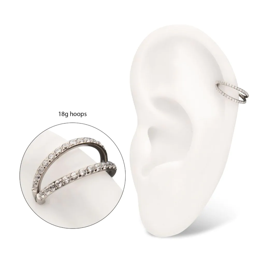 Titanium Double Clear CZ Side Facing Hinged Segment Clicker - Image 4