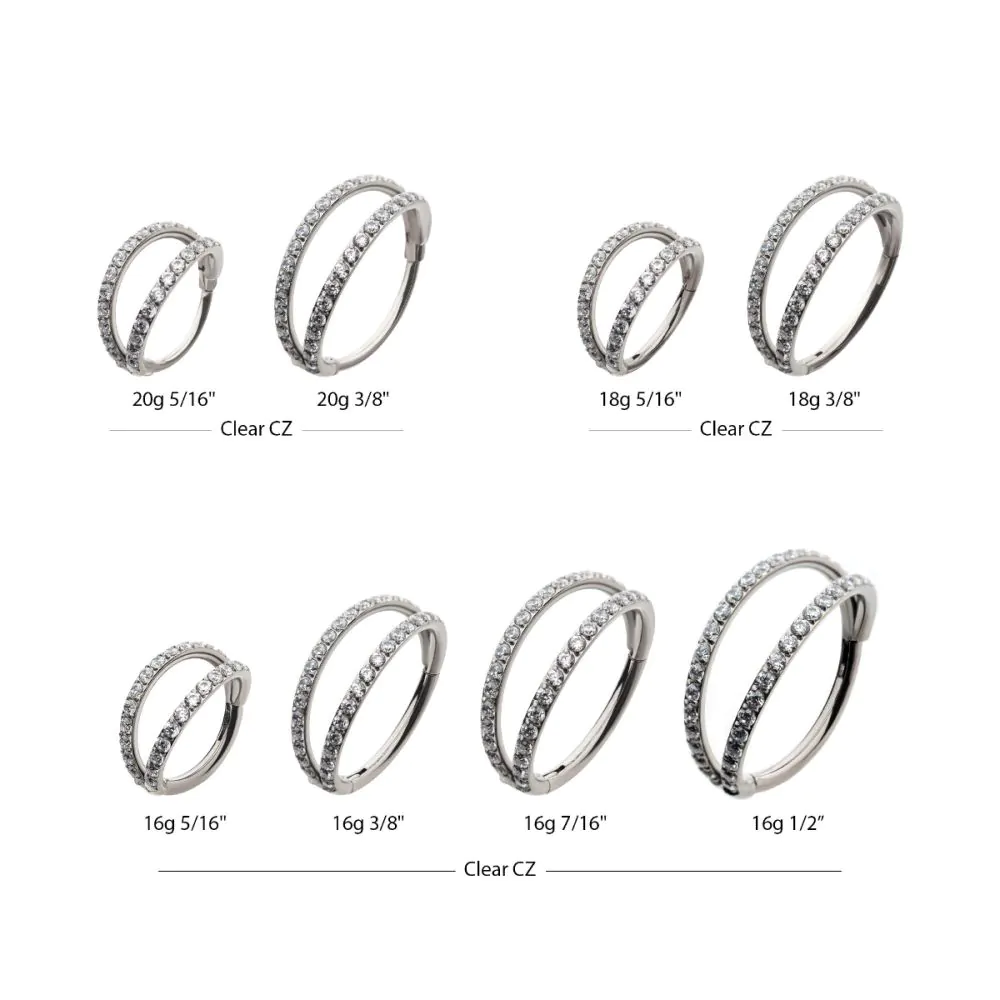 Titanium Double Clear CZ Side Facing Hinged Segment Clicker - Image 5
