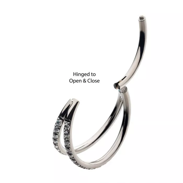 Titanium Double Clear CZ Side Facing Hinged Segment Clicker - Image 6