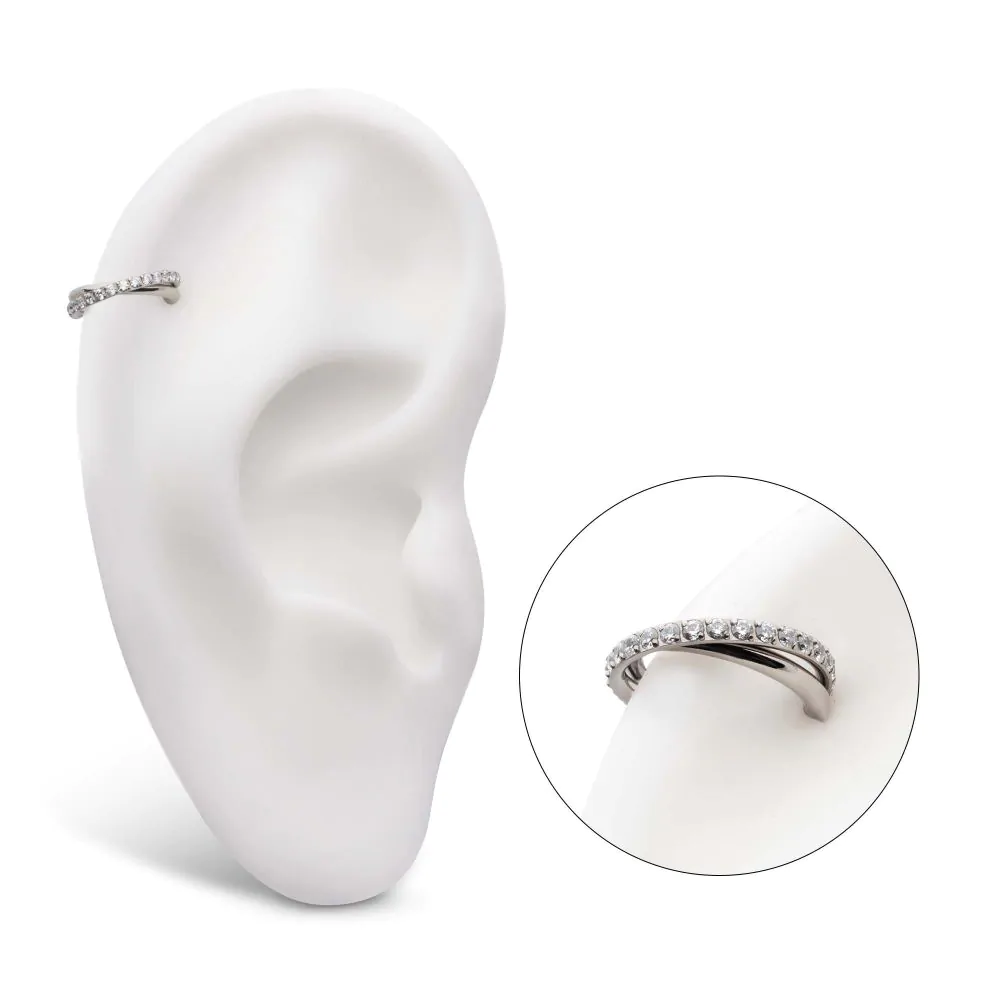 Titanium Double Hoop Side Facing Hinged Segment Clicker with CNC Set Round CZ - Image 2