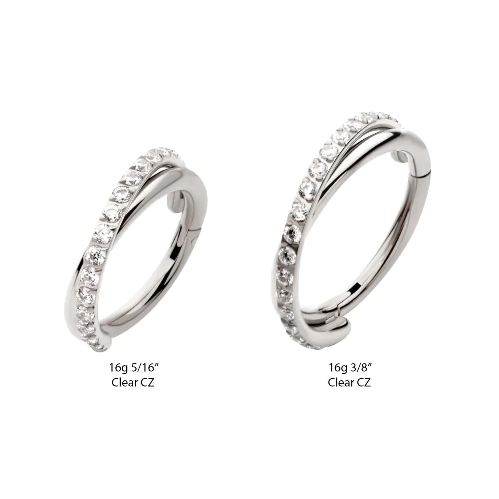 Titanium Double Hoop Side Facing Hinged Segment Clicker with CNC Set Round CZ - Image 3
