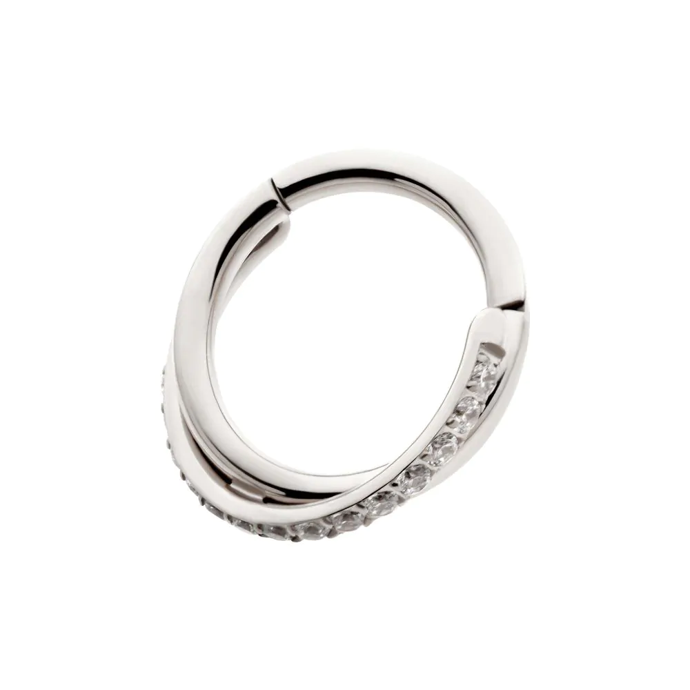 Titanium Double Hoop Side Facing Hinged Segment Clicker with CNC Set Round CZ - Image 4