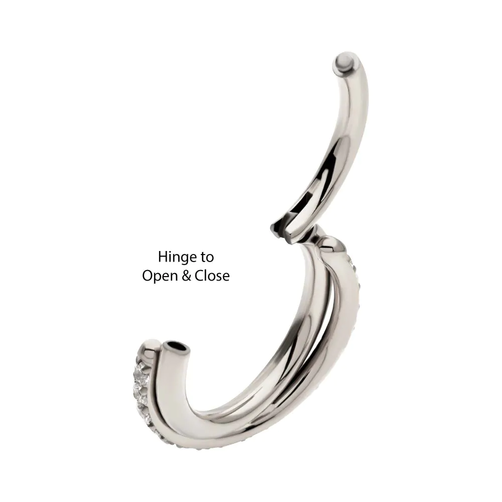 Titanium Double Hoop Side Facing Hinged Segment Clicker with CNC Set Round CZ - Image 5