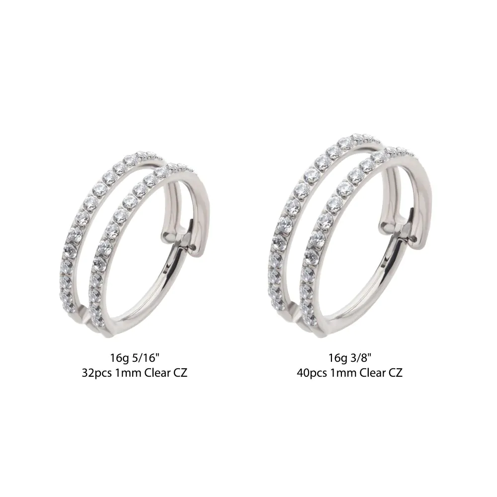Titanium Double Row Full Clear CZ Side Facing Hinged Segment Clicker - Image 2